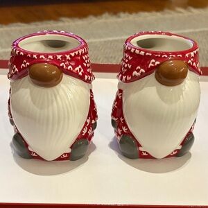 Pottery Barn Red and White Gnome  Mug Set of 2